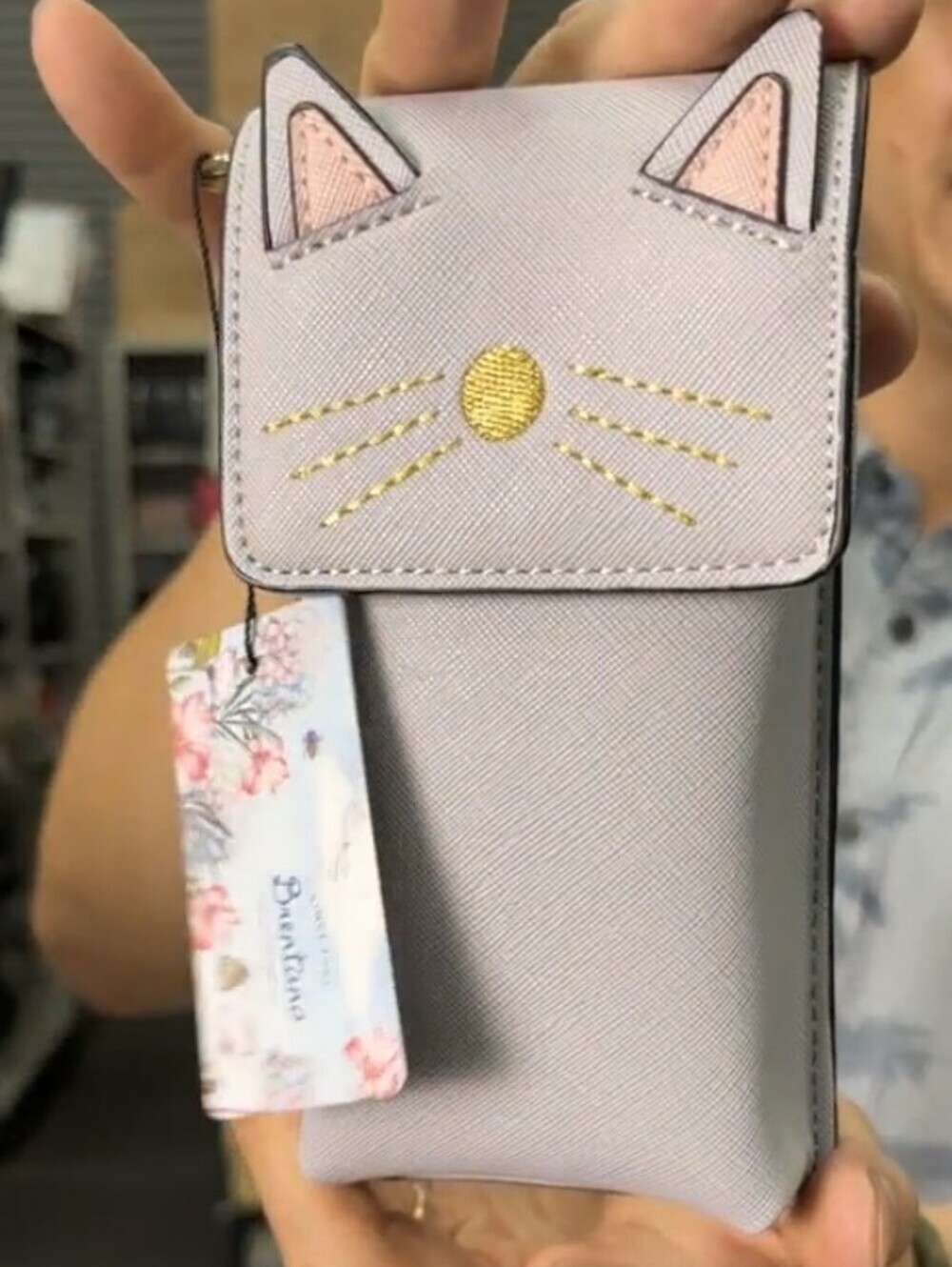 Brentano Cat Crossbody Phone Bag Purse Gold Accents NWT Sealed